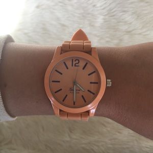 Kitson LA Orange Rubber Silver Geneva Watch